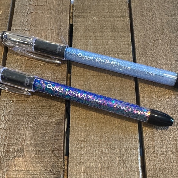 pentel Other - Pentel RSVP Fine Glitter Gel Pens — Blue & Iridescent
